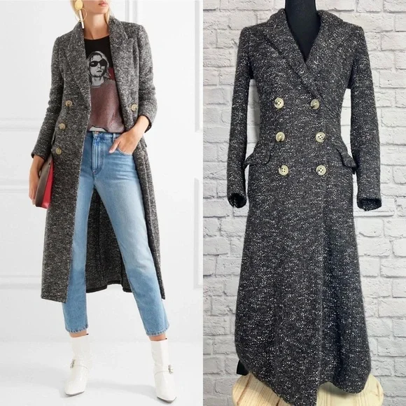 Isabel Marant Etoile Overton Boucle Alpaca Wool Double Breasted Coat Gray XS - Picture 1 of 16